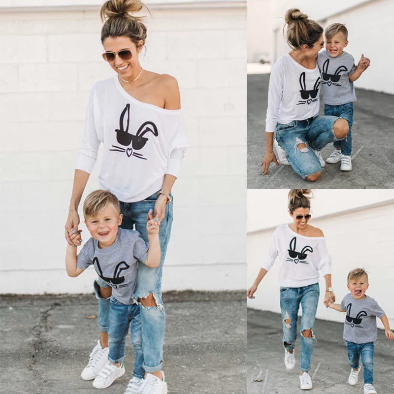 

Mother and Son Matching Outfits T shirt Cute Rabbit Toddler Baby Kids Girls Boys Family Matching T-shirt Tops Outfits