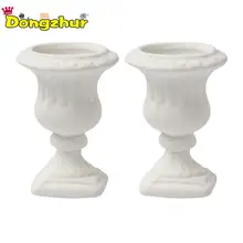 Миниатюрный кукольный домик мебель 2 шт белый цветочный горшок Детский пазл DIY Сад Наружное украшение кукольный дом Миниатюрная модель 1:12