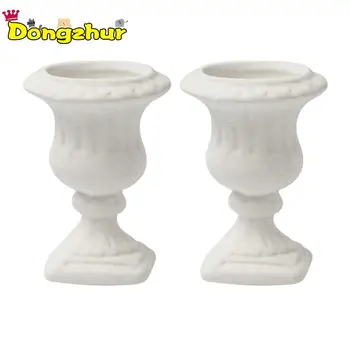 

Miniature Dollhouse Furniture 2pcs White Flower Pot Child Puzzle DIY Garden Exterior Decoration Doll House Miniature 1:12 Model