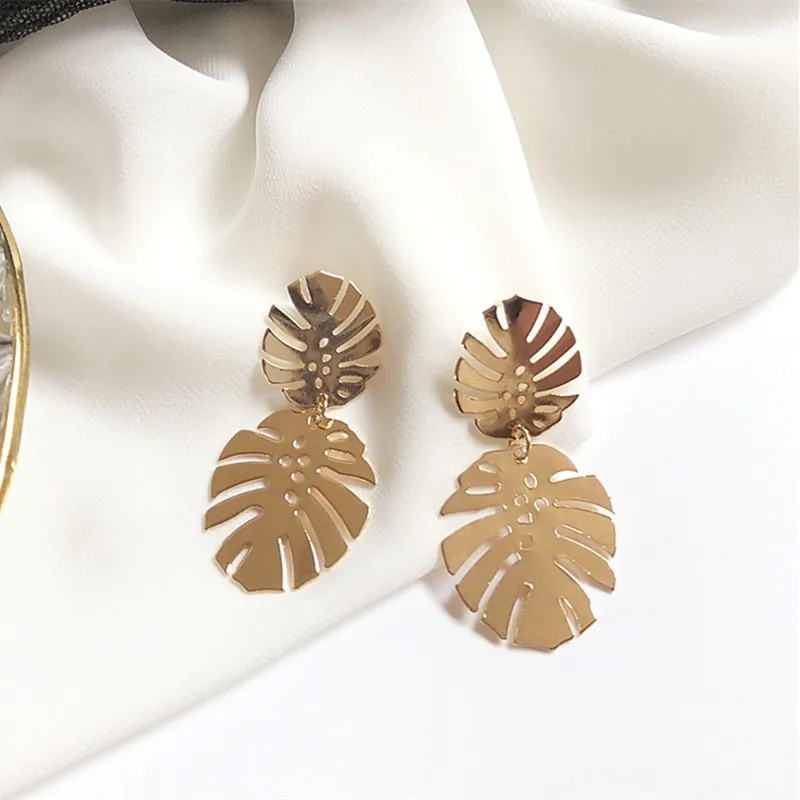 

BELLAHYDIARY INS Japanese Plant Leaf Stainless Steel Earrings For Women Jewelry Bohemian Metal Earrings Party Earring Brincos