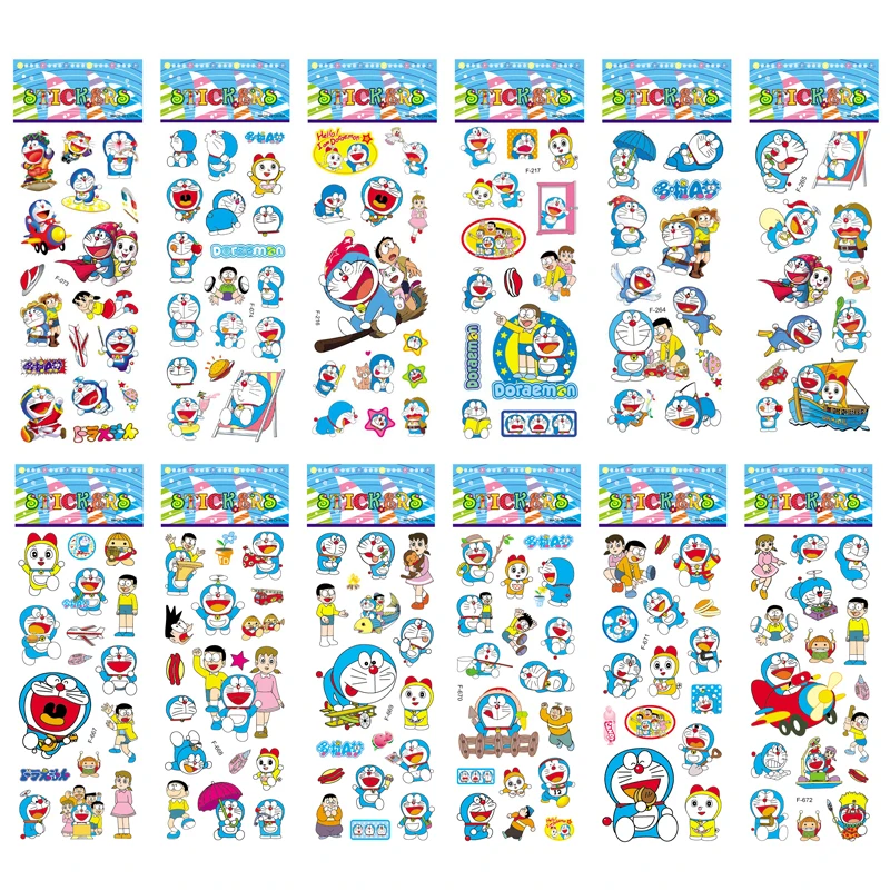 

12 sheets/set Doraemon Sticker Scrapbooking for Kids Toys Cartoon 3D sticker notebook diary decoration label cute sticker toys
