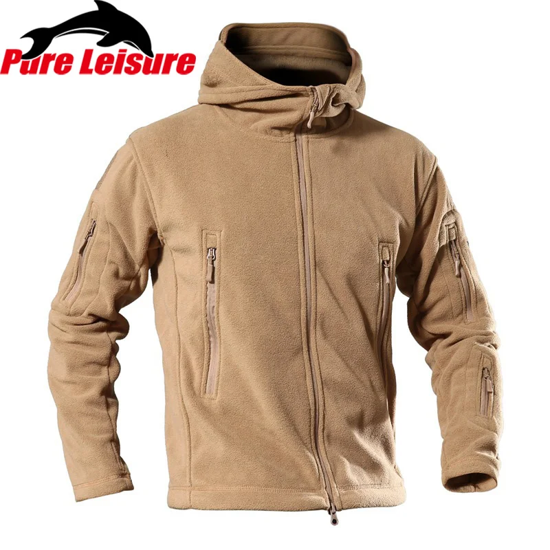 

PureLeisure Outdoor Thermal Sport Fishing Jackets Men Windbreaker Tactical Fleece Softshell Hooded Coat Army Fishing Clothes
