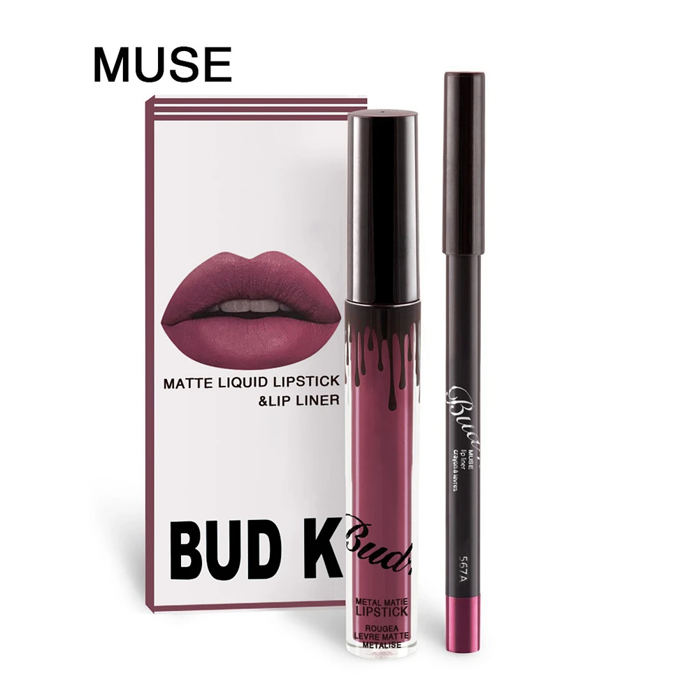 BUD K 8color/set matte lipstick+lips pencil long-lasting liquid lipsticks set lip goss makeup candy k me lipkit batom BUD K 8color/set matte lipstick+lips pencil long-lasting liquid lipsticks set lip goss makeup candy k me lipkit batom
