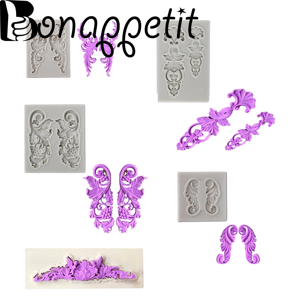 

1PCS Retro Pastry European Relief Pattern Border Decor Silicone Fondant Chocolate Decorating Embossing Cake Mold