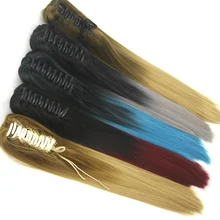 DELICE Long Straight Claw Ponytails Ombre Color Heat Resistant Synthetic Hair Pony Tails Extensions For Women