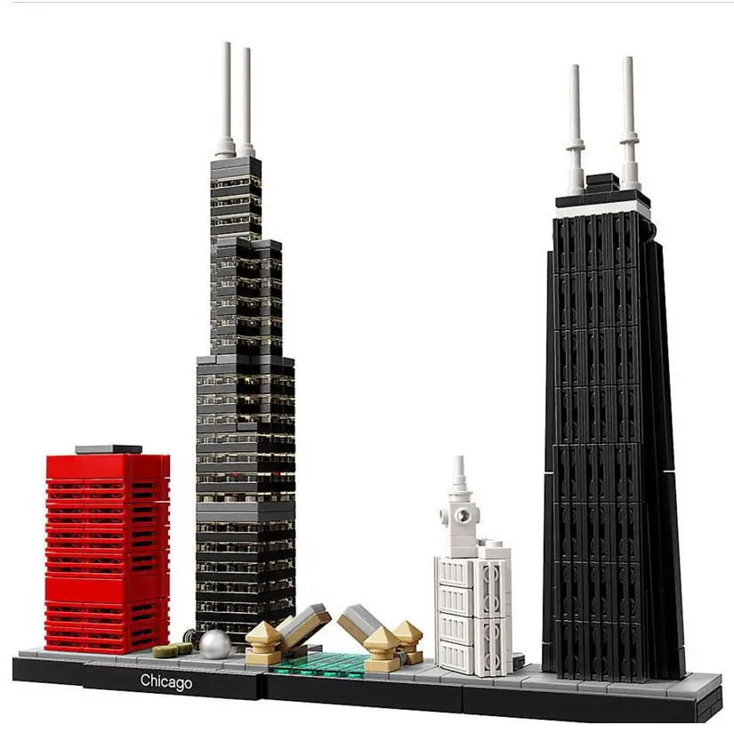 Дешево 10677 Chicago Skyline архитектурные строительные блоки наборы город классические обучающие игрушки для детей Подарки совместимы с legoingly