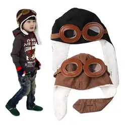 Шлем летчика для маленьких мальчиков и девочек, флисовые теплые шапочки с наушниками, KS-доставка