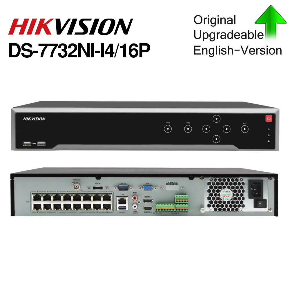 Hikvision POE DS 7732NI I4/16P 16CH H.265 12mp NVR для IP Камера Поддержка двухстороннее аудио HIK