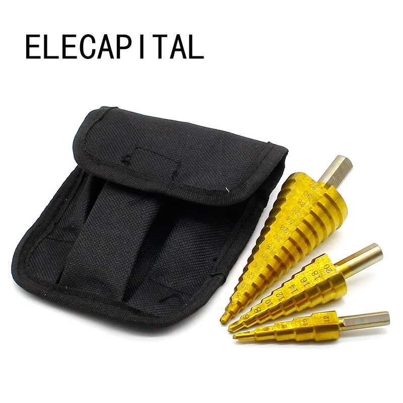 3 шт./лот Коническое ступенчатое сверло из быстрорежущей стали с титановым