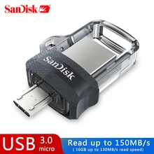 SanDisk OTG USB флэш-накопитель 256 ГБ 32 ГБ 16 ГБ USB 3,0 двойная мини-ручка привод 128ГБ 64 Гб Флешка для ПК и Android телефона и планшета