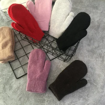 

Hot Sale 2018 Fashion Women Winter Gloves Pure Color Rabbit Fur Mittens Soft Warm Candy Color Female Gloves Red Gloves for Women
