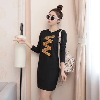 

2019 autumn new style long breastfeeding dress cotton print fashion out breastfeeding clothes
