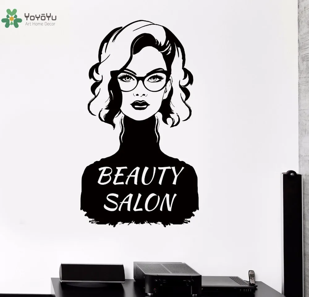 

YOYOYU Vinyl Wall Decal "Beauty Salon" Fashion Curly Lady Hairdressing Interior Art Removable Decoration Stickers FD401