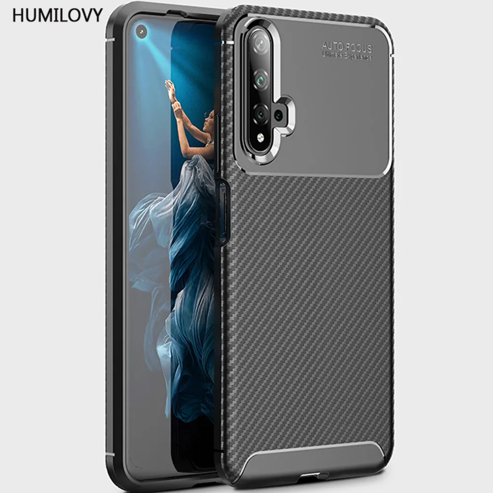 For Huawei Honor 20 Case Cover Carbon Fiber texture Shockproof Soft TPU Back Honor20 Cases |