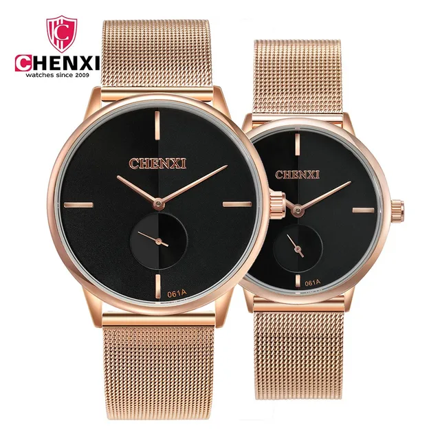 Fashion Casual Lover's Watches CHENXI Brand Black Rose Gold Men Women Couple Wri Fashion Casual Lover's Watches CHENXI Brand Black Rose Gold Men Women Couple Wri