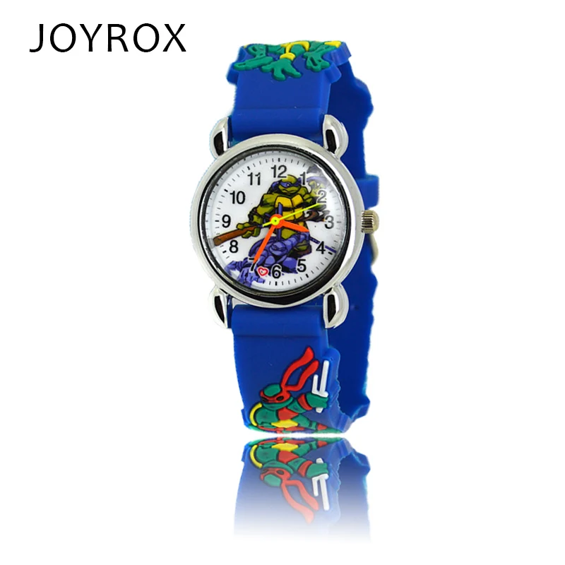 Deep Blue JOYROX новые Черепашки Ниндзя шаблон резиновый ремешок Детские часы Мода мальчик девочки кварцевые наручные часы крутые дети часы мультфильм - Цвет: Deep Blue
