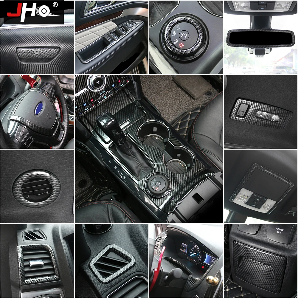 ABS Carbon Grain Engine Start Stop Button Cover Trim for Ford Explorer 2016-2019