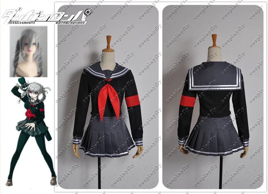 Dangan-Ronpa Peko Pekoyama Danganronpa костюм для косплея женский костюм моряка одежда серый парик с хвостиками Свободный парик Кепка