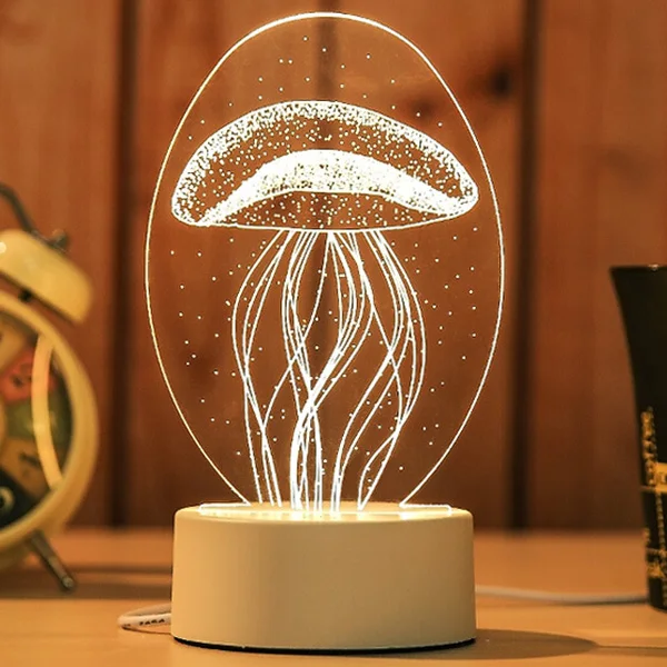

3D Jellyfish Night Light Simple Acrylic Table Lamp Baby Bedroom Night Light Creative Kids Birthday Valentine's Day Gift