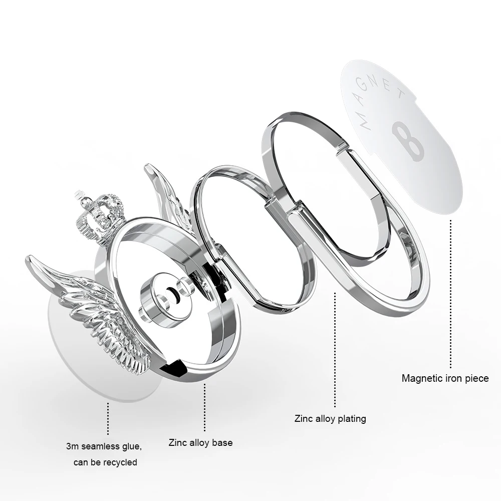 Luxury 360 Degree Metal Finger Ring Holder magnetic Car Mount Holder For iPhone X 8 7 Mobile Phone Tablets Samsung S9 S8  (11)