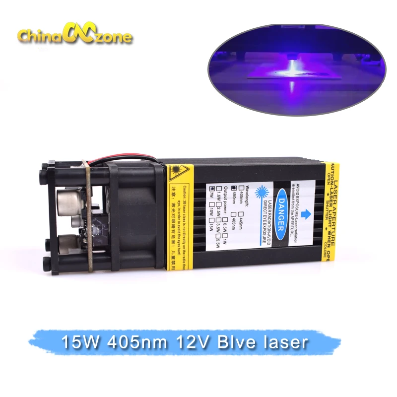 

450nm 15000mW 12V High Power Adjustable Focus Blue Laser Module DIY Laser engraver accessories 15W laser head