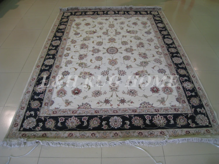 

Free shipping 8'X10' 160Line Hand-knotted Wool and Silk Oriental Persian Rug handmade persian carpet