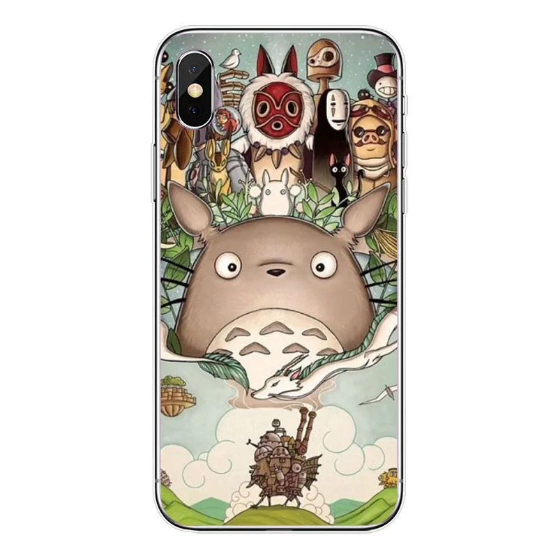 Bonito Totoro Ghibli Miyazaki Anime A Viagem de Chihiro Kaonashi Soft TPU Caso de Telefone Claro Para iPhone 7 8 Plus 6 5 Max 4