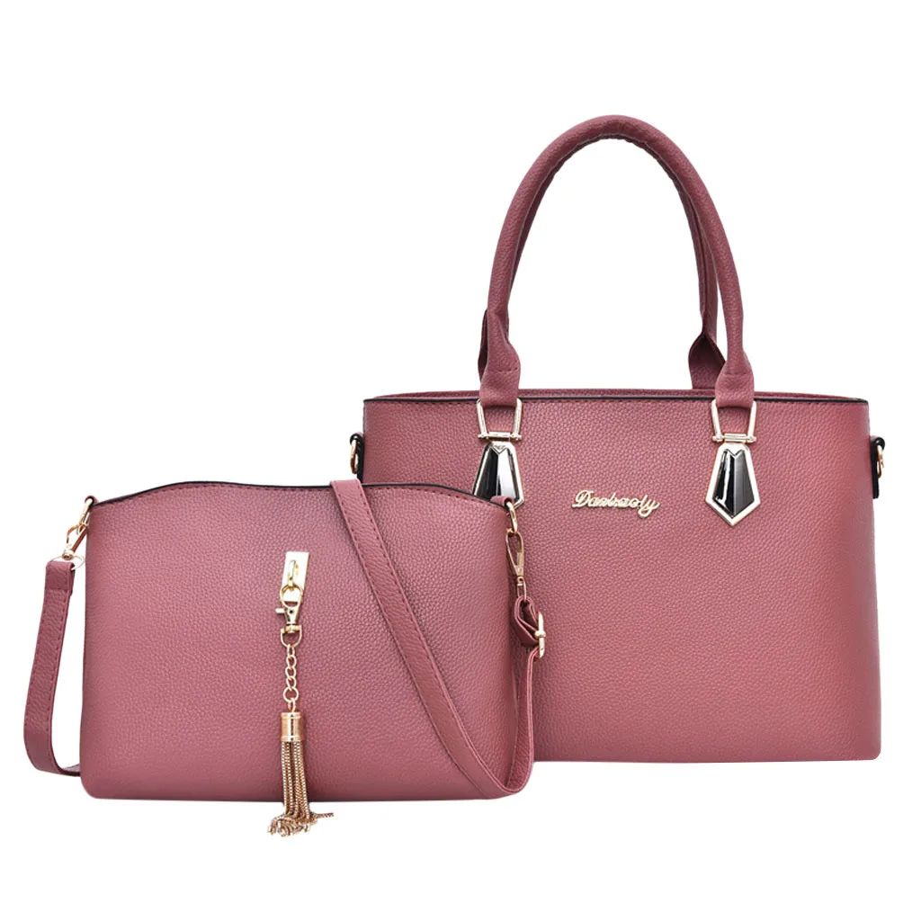 Женские Модные Сумки 2 шт./компл. композитные сумки, сумка в руку, Для женщин сумки через плечо, женские сумки через плечо, сумки-тоут, большой Ёмкость Для женщин сумки - Цвет: Pink