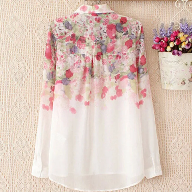 Женская блузка с цветочным принтом и отложным воротником DL1753|blusa feminino|shirt femalewholesale