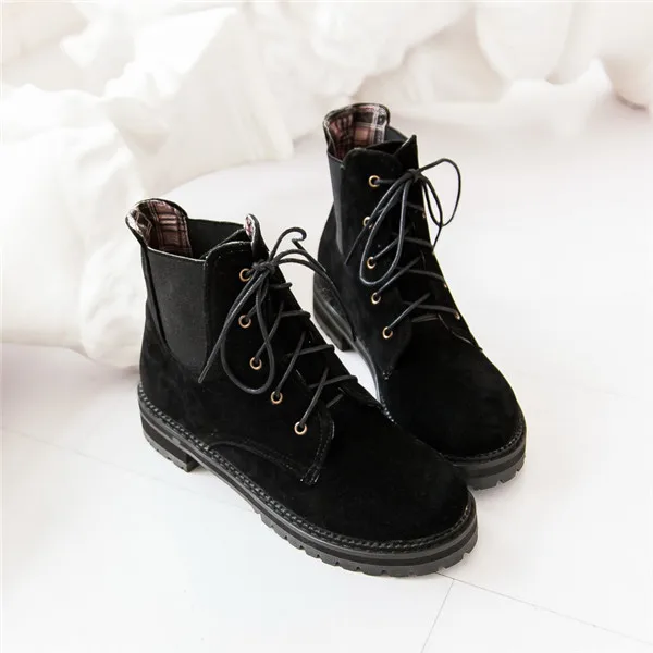 

2015 FREE SHIPPING winter new lace-up martin ankle boot women boot med heel boots comfortable and breathess women boot E3397