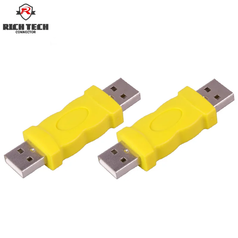 

USB connector yellow color New USB 2.0 A Male plug to A Male plug Adapter USB M/M Converter