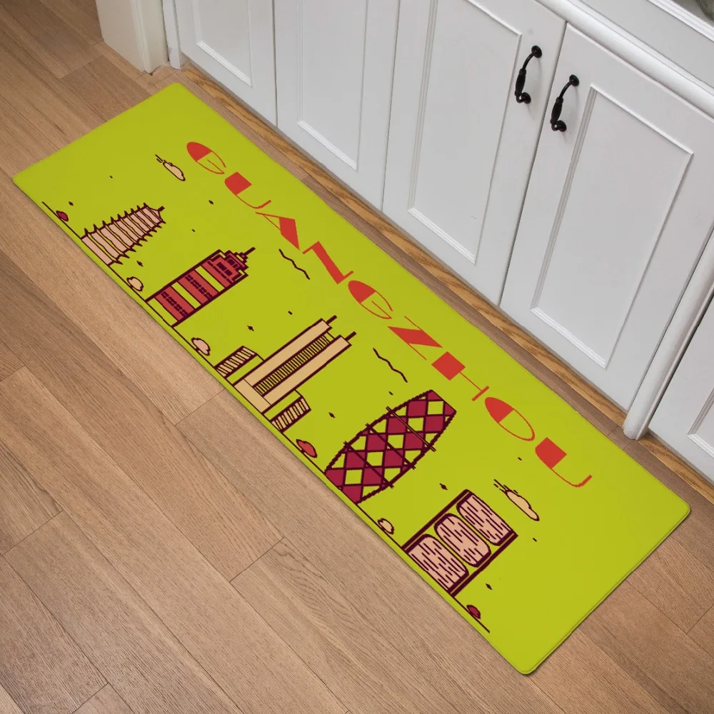 

Cartoon Geometric Print Front Door Mat Kitchen Mat Bedroom Living Room Entrance Outdoor Sports Mat Non-slip Floor Mat 46x150cm