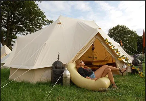 

6*4M High Quality Waterproof Cotton Canvas Family Camping Bell Tents