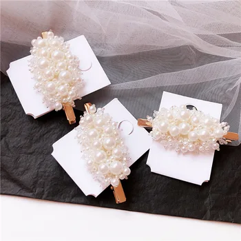 

Korea Fashion pearls Hair Clip Barrettes for Women Girls Pearl Flowers spring clips Hairpins Hair Accessories 1pcs