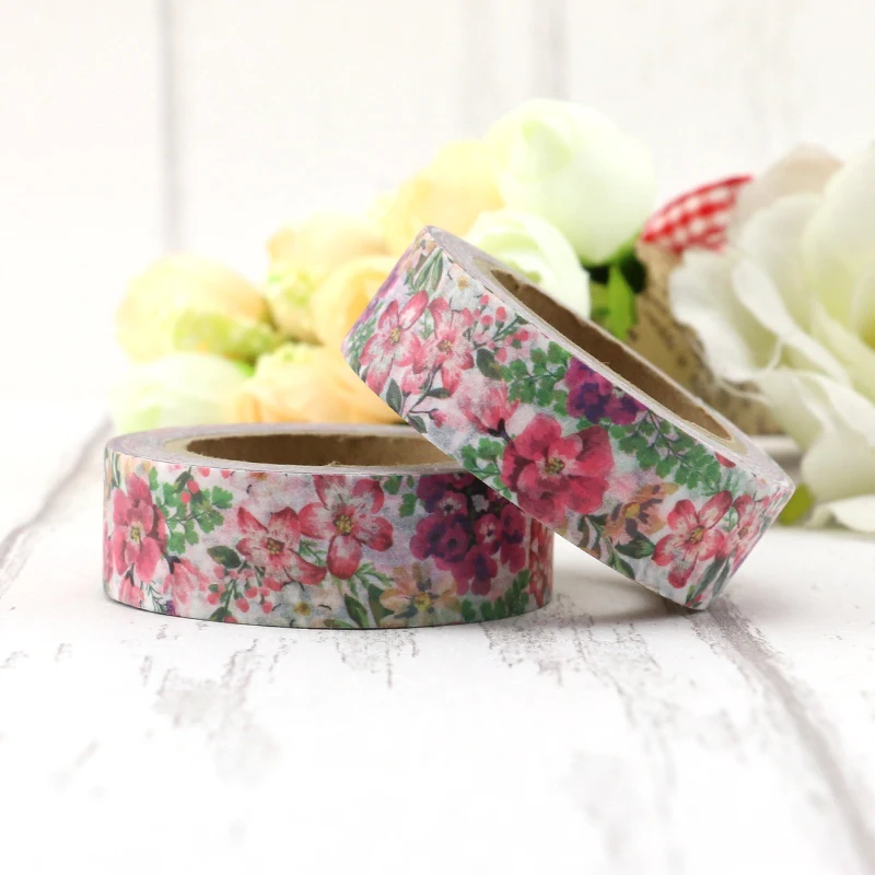 2017 NEW 1.5cm*10m flowers washi tape DIY decoration scrapbooking ...