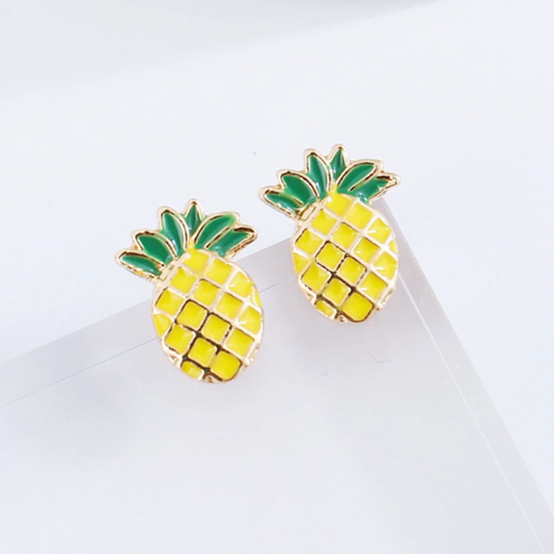 

E0407 New Arrival Pineapple Stud Earrings For Women Girls Cute Fruit Stud Earring Statement Ear Jewelry Exquisite Gift Wholesale