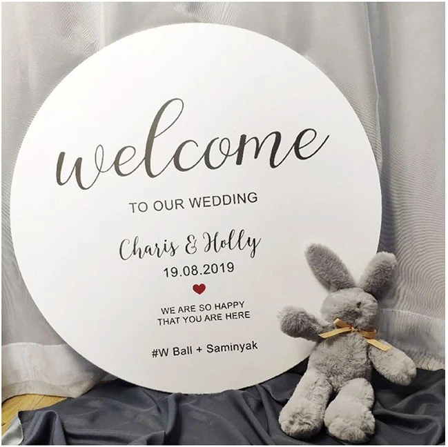 Free Shipping 1 Pc Custom Logo Picture Engagement Round Welcome Board Birthday Party Sign Card For Wedding Pink White Yellow Red Party Direction Signs Aliexpress