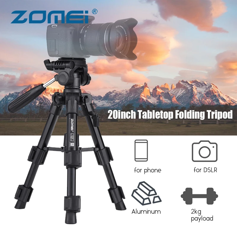 

ZOMEI Q100 Table Tripod Professional Desktop Portable Photography Stand with Pand Head for Canon Nikon Sony DSLR Phone Camera