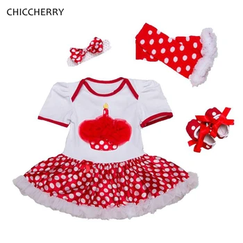 

Cupcake Two & One Year Birthday Girl Petti Romper Dress Headband 4PCS Newborn Baby Girl Clothes Sets Infants Toddler Clothing