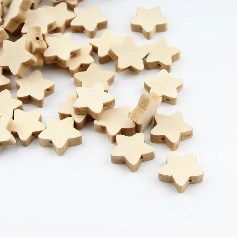 30pcs Unfinished Natural Wooden Star Spacer Beading Beads 19mm for Baby Teethers DIY Crafts Kids Toys& Pacifier Clip Wood Bead