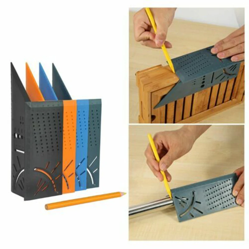 

Plastic 3D Mitre Ruler Woodworking Measuring Scriber 90 Degree Square Size Measure Tool Gauge Ruler Hand Tool Sets