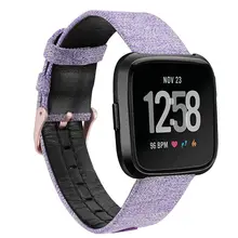 Тканые нейлон и роскошные кожаные часы ремешок для Fitbit Versa Нержавеющая сталь Ремень Замена ремешки запястье браслет