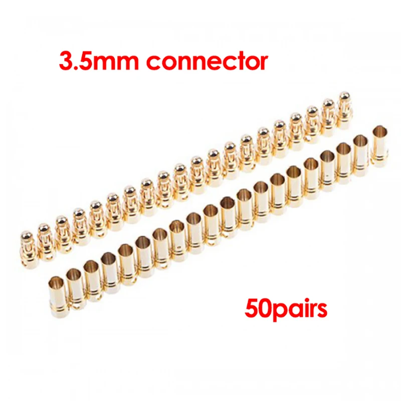 

50pairs/lot 3.5mm Gold Bullet Banana Connector Plug Male Female for ESC Motor Lipo RC battery Part Good Quality