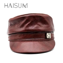 Для женщин Новая акция Gorras военные Шапки из натуральной кожи Кепки шляпа КБР высокое качество Для мужчин коровьей взрослых Твердые Кепки s Cs68