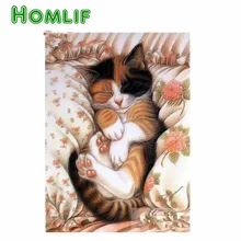 5d eigen foto Заказная алмазная живопись кошка сон Рождество вышивка diy крестиком Рождественский Декор Горячая 925 свечение