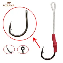 Hyaena, 30 шт./лот, рыболовный крючок из нержавеющей стали с PE леской, для завязывания мушек, джиг, вспомогательная приманка, рыболовные крючки, крючки для карпа, размеры 1/0-10/0