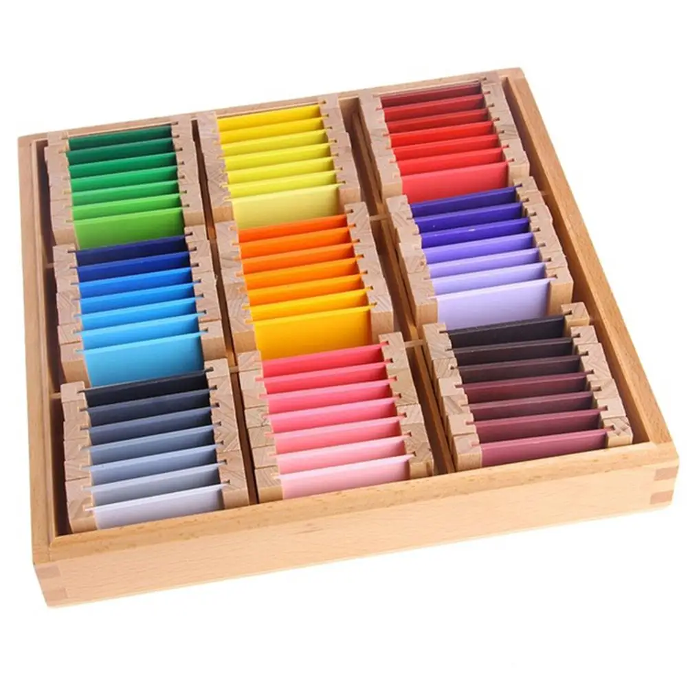 LeadingStar Montessori Wooden Sensorial Learning Color Tablet Box Color Card Wood Kids Preschool Color Training Toy Gift