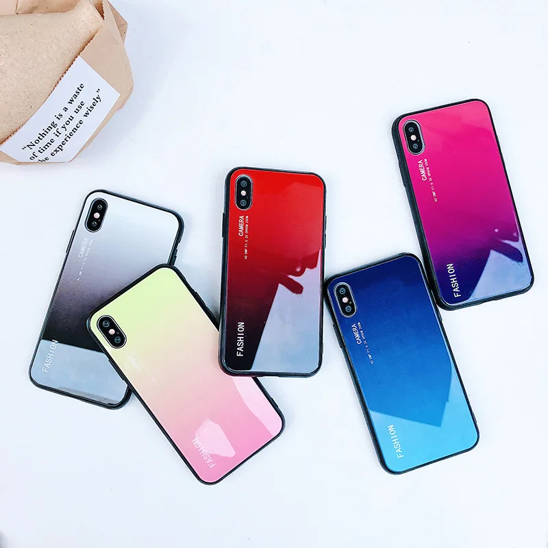 Gradient Glass Mobile Phone Shell Tide Brand Painting Protective Case For Iphone Phone Case Covers Aliexpress