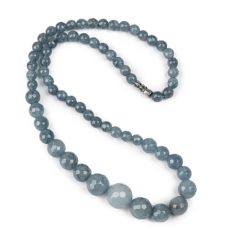 

Size of the combined and Green beads in distinct shapes High and cool colors 6-14 mm Aquamarine necklace.