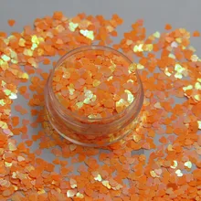 TCI56 Сердце формы Радужный перламутровый светло-оранжевый цвет конфетти spangles блеск для дизайна ногтей DIY украшения 1 упаковка = 50 г